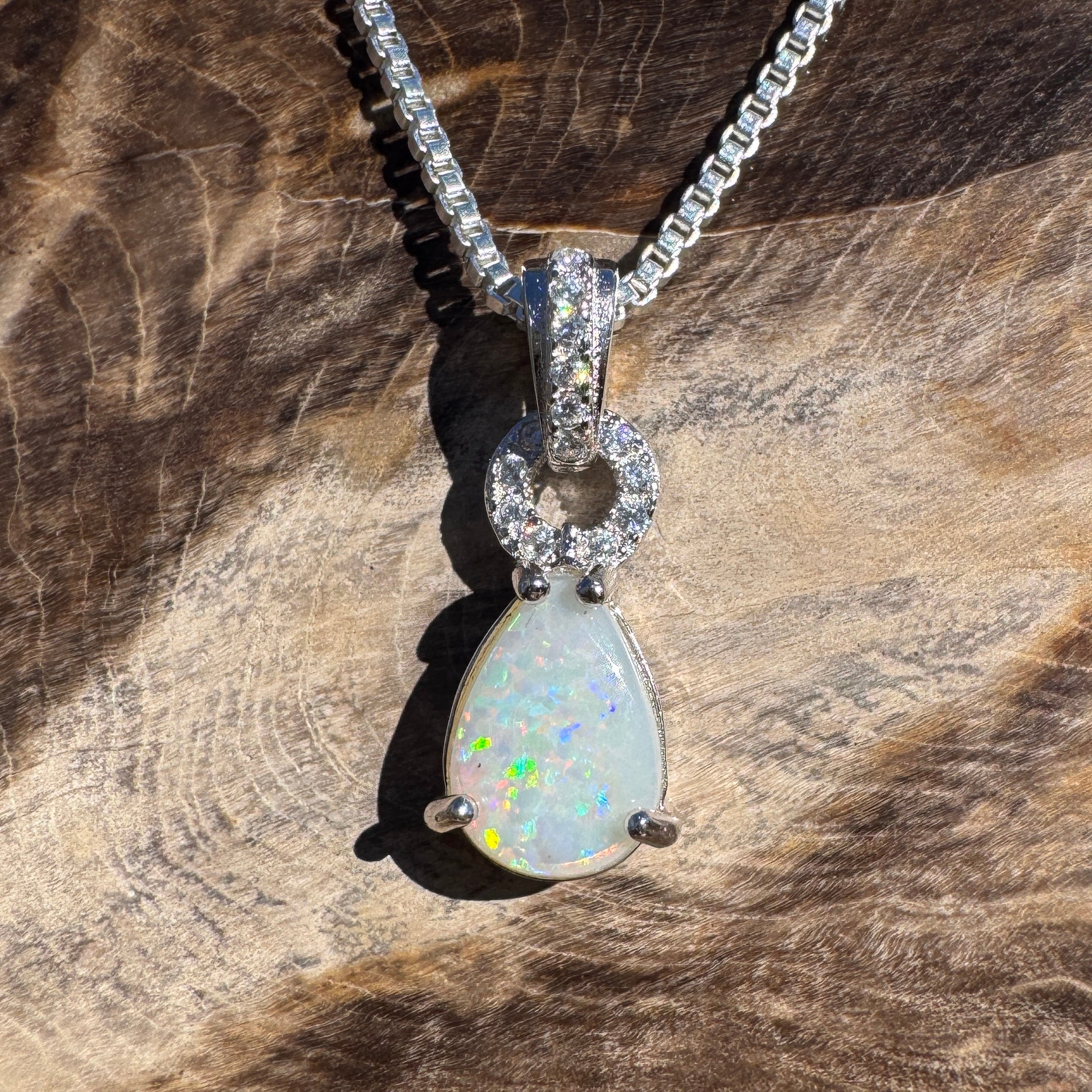0.7ct Coober Pedy Opal Pendant Necklace ~ 'Carnarvon Gorge Colour' | 925 Sterling Silver | Solid Australian Opal
