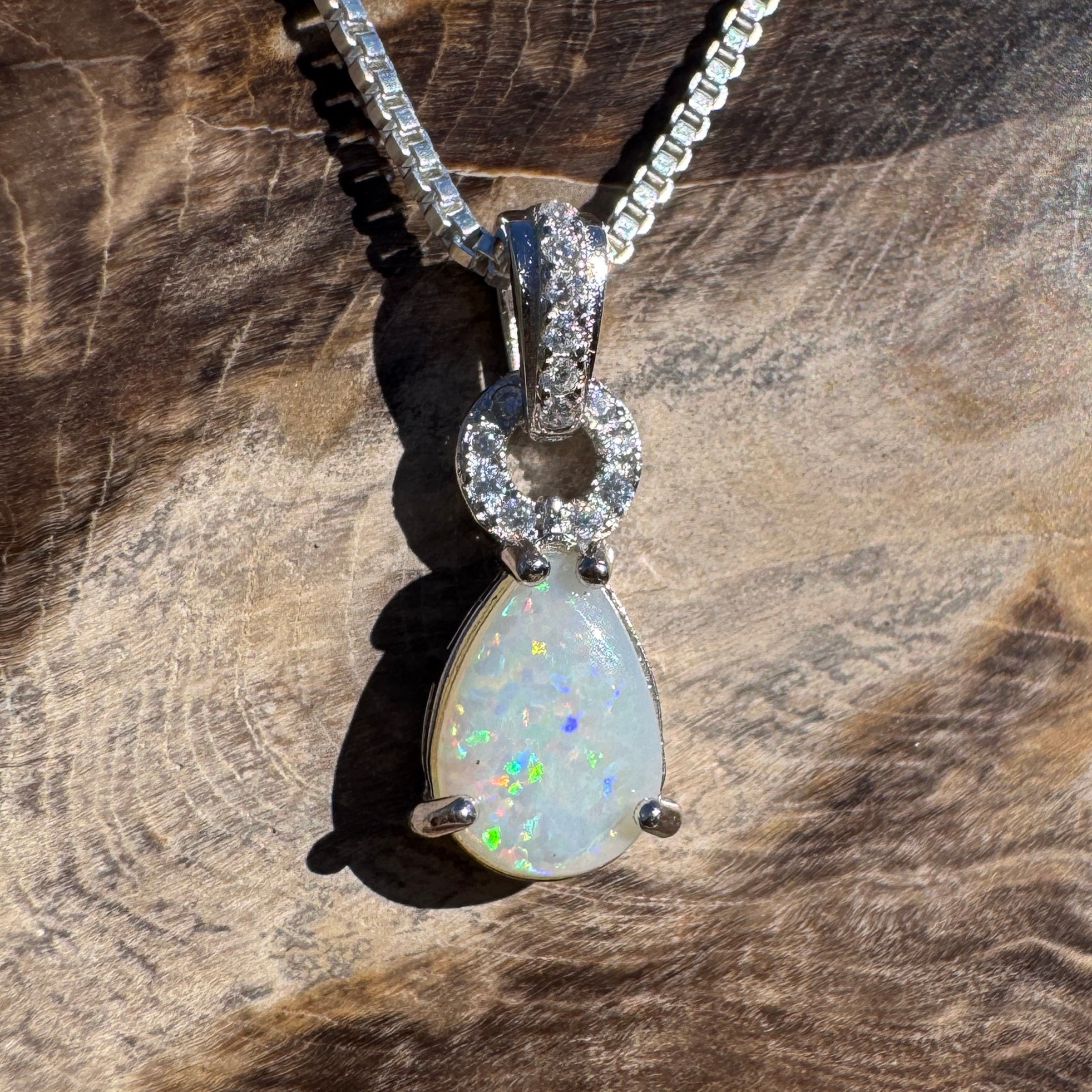 0.7ct Coober Pedy Opal Pendant Necklace ~ 'Carnarvon Gorge Colour' | 925 Sterling Silver | Solid Australian Opal