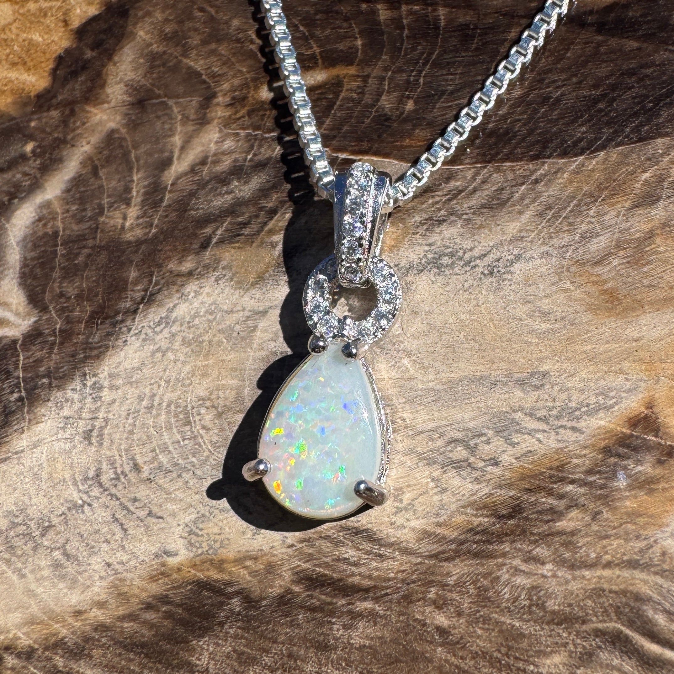 0.7ct Coober Pedy Opal Pendant Necklace ~ 'Carnarvon Gorge Colour' | 925 Sterling Silver | Solid Australian Opal