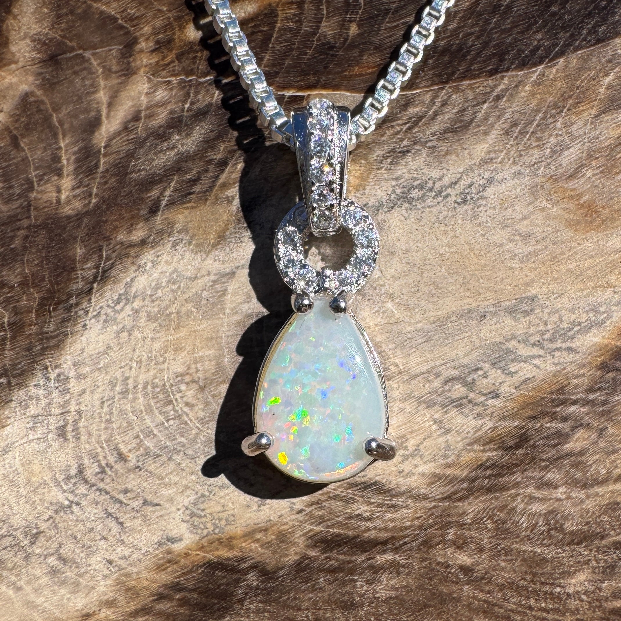0.7ct Coober Pedy Opal Pendant Necklace ~ 'Carnarvon Gorge Colour' | 925 Sterling Silver | Solid Australian Opal