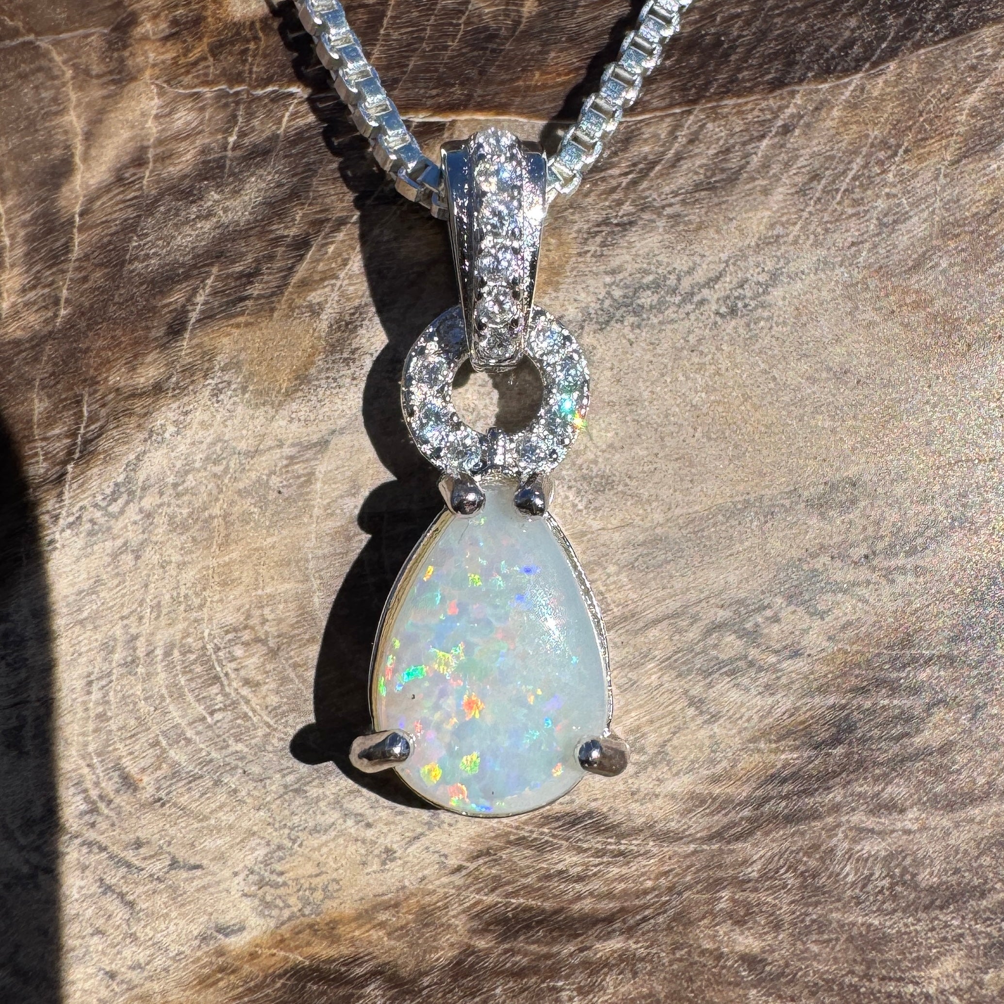 0.7ct Coober Pedy Opal Pendant Necklace ~ 'Carnarvon Gorge Colour' | 925 Sterling Silver | Solid Australian Opal