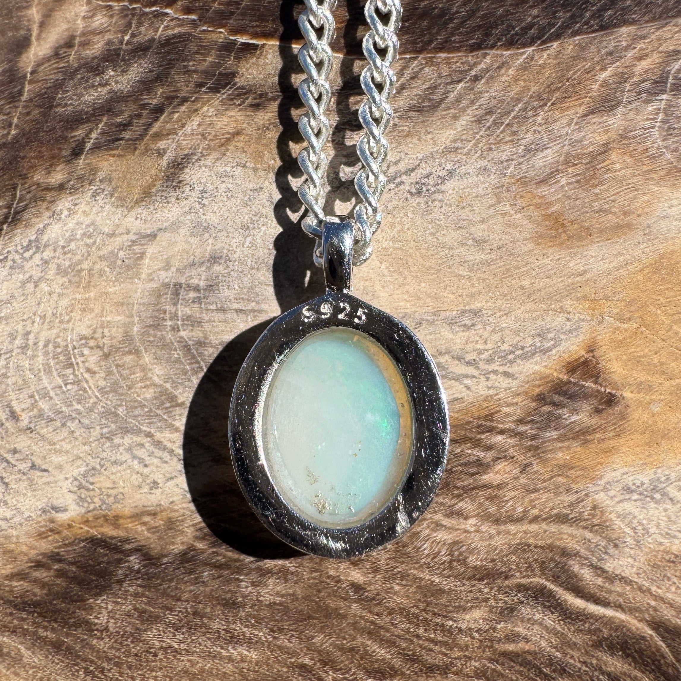 1.2ct Coober Pedy Opal Pendant Necklace ~ 'Lamington Blue' | 925 Sterling Silver | Solid Australian Opal