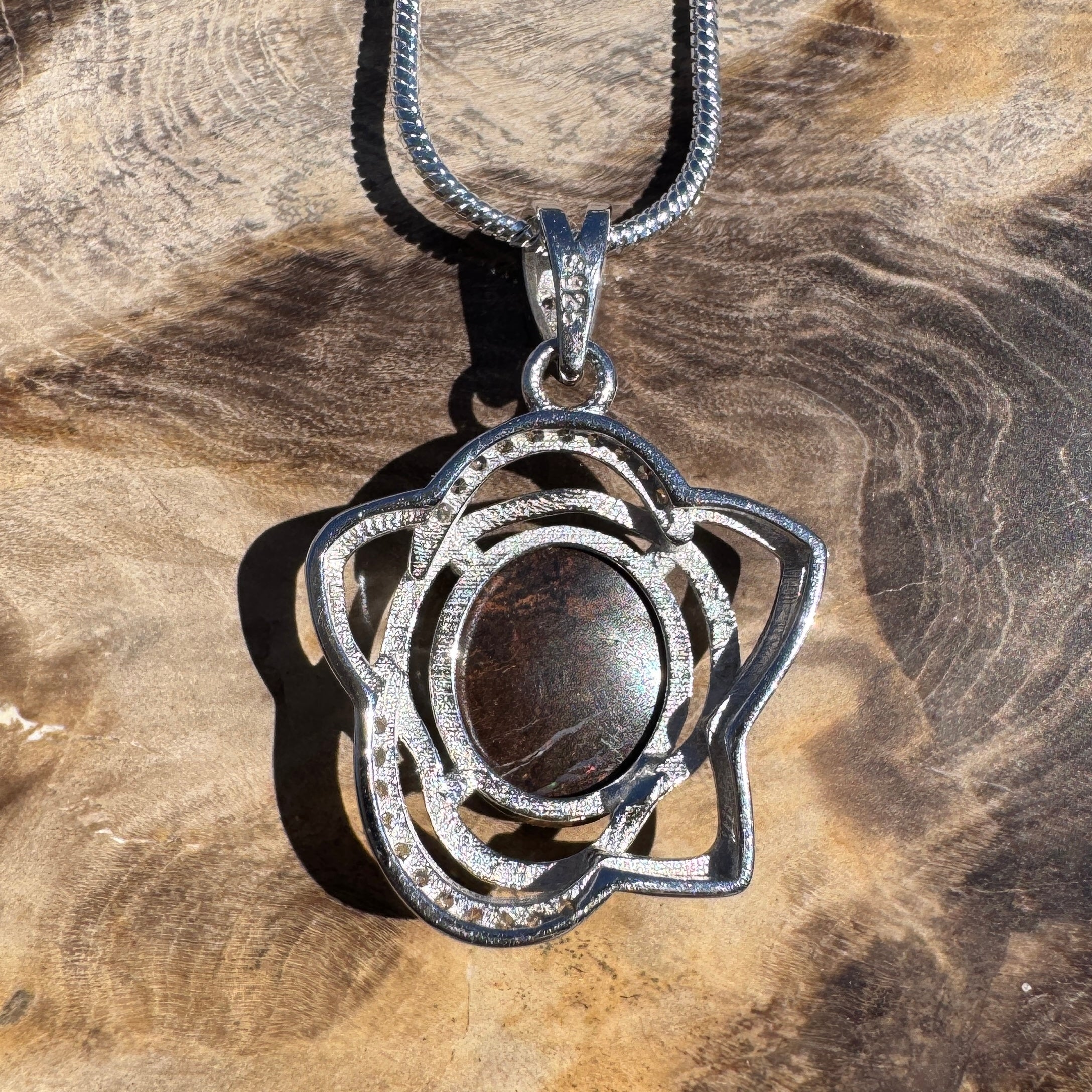 7.6ct Queensland Opal Pendant Necklace ~ 'Blue Mountains Sunset' | 925 Sterling Silver | Solid Australian Opal