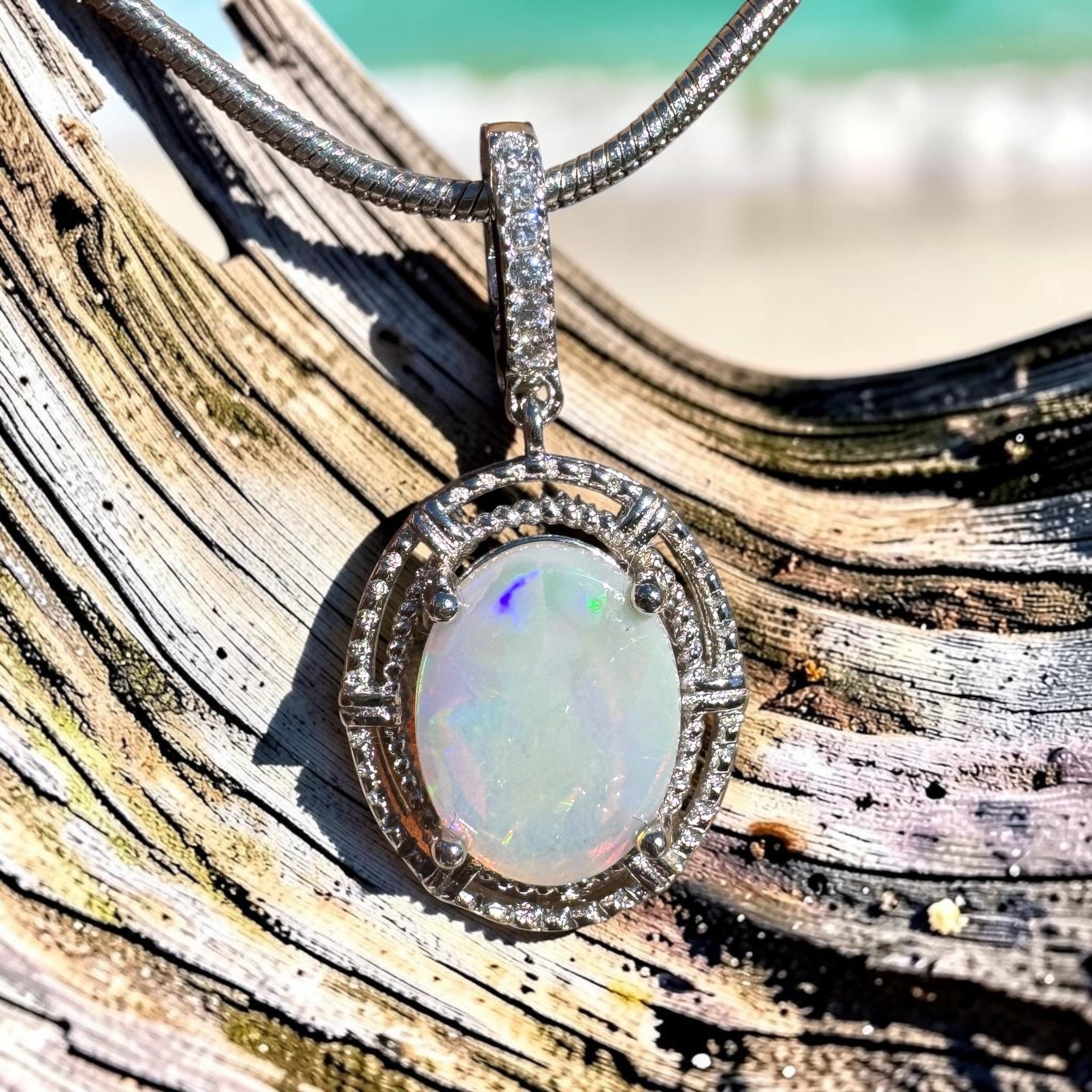 0.8ct Coober Pedy Opal Pendant Necklace ~ 'Katherine Gorge Amber' | 925 Sterling Silver | Solid Australian Opal