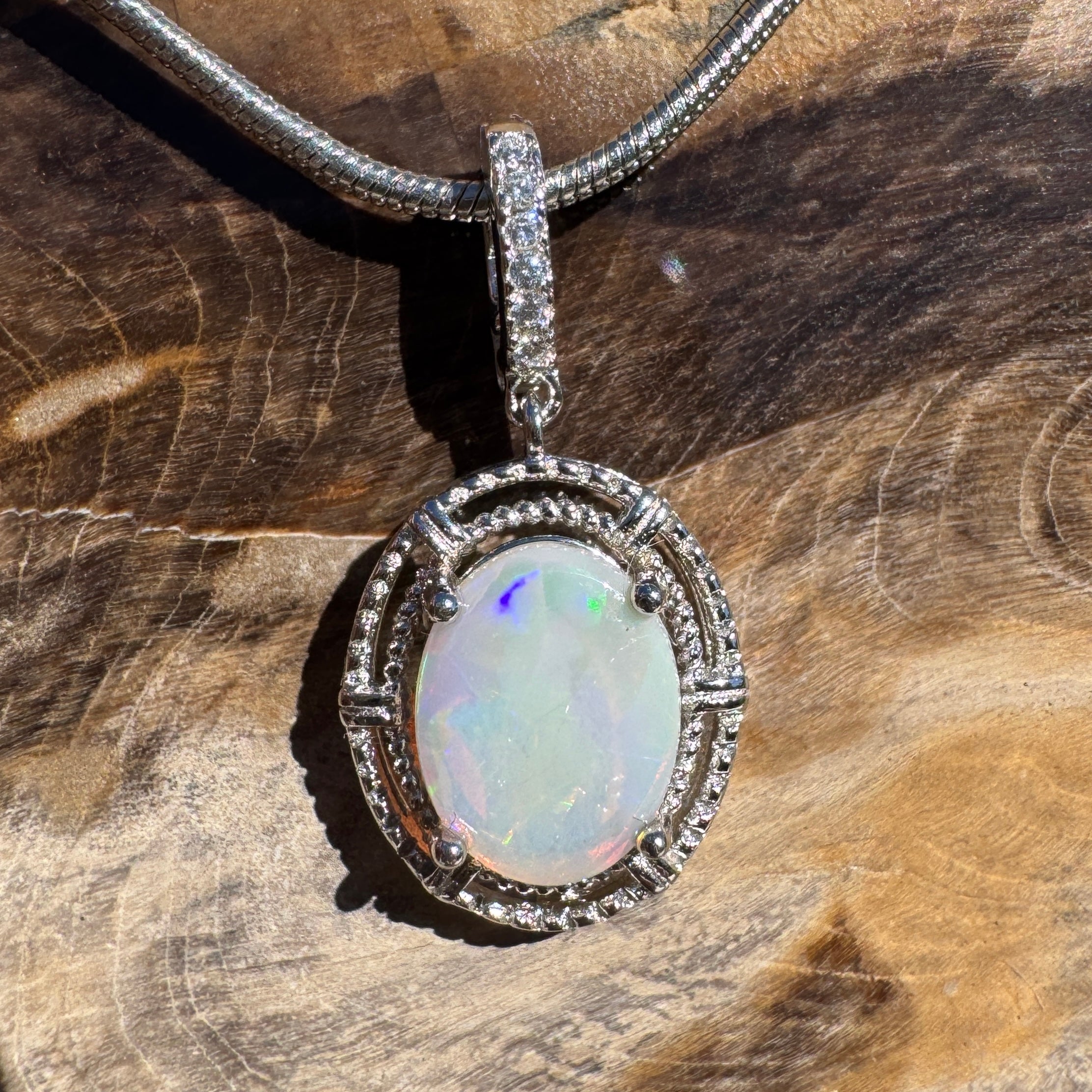 0.8ct Coober Pedy Opal Pendant Necklace ~ 'Katherine Gorge Amber' | 925 Sterling Silver | Solid Australian Opal