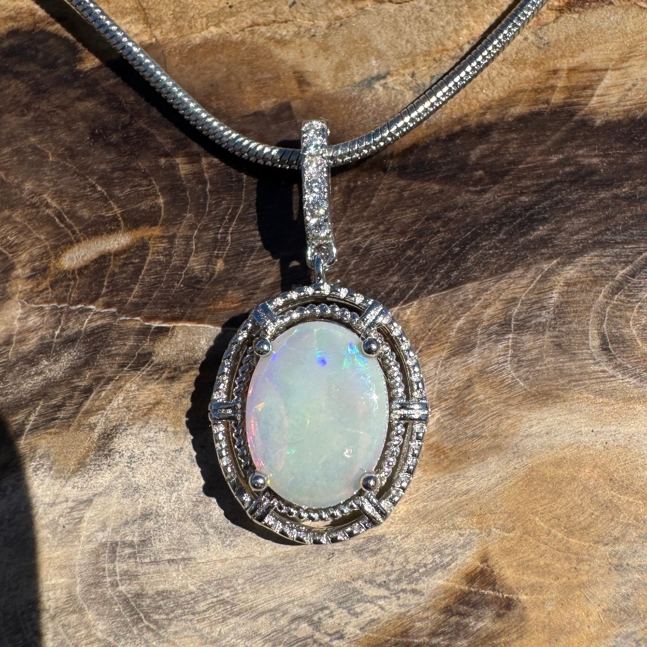 0.8ct Coober Pedy Opal Pendant Necklace ~ 'Katherine Gorge Amber' | 925 Sterling Silver | Solid Australian Opal