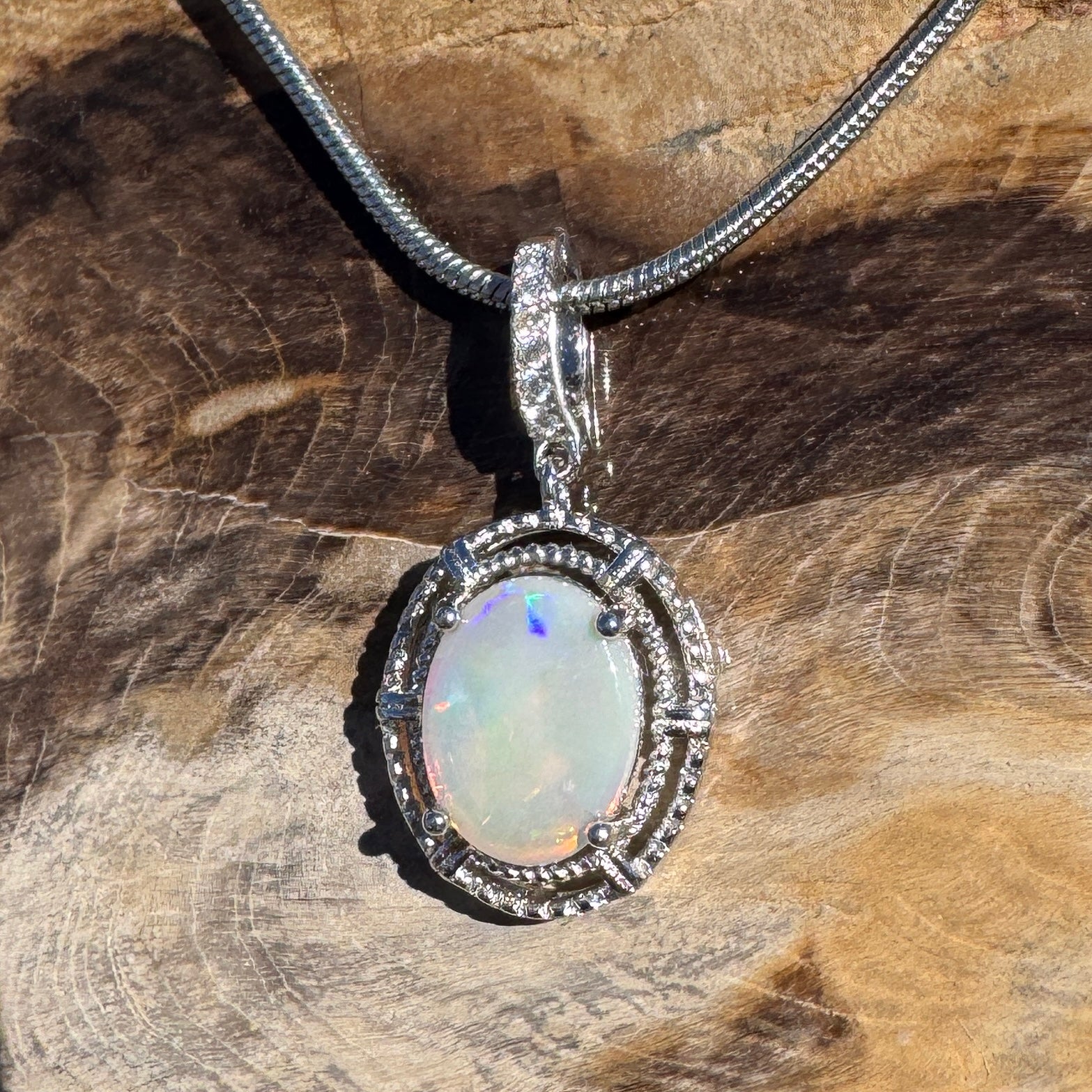0.8ct Coober Pedy Opal Pendant Necklace ~ 'Katherine Gorge Amber' | 925 Sterling Silver | Solid Australian Opal