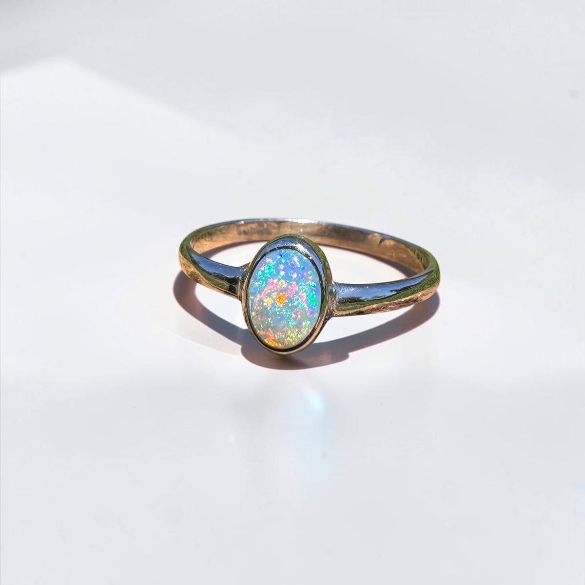 0.6ct Lightning Ridge Opal Ring ~ 'Barraba Blue' | 925 Sterling Silver | Solid Australian Opal