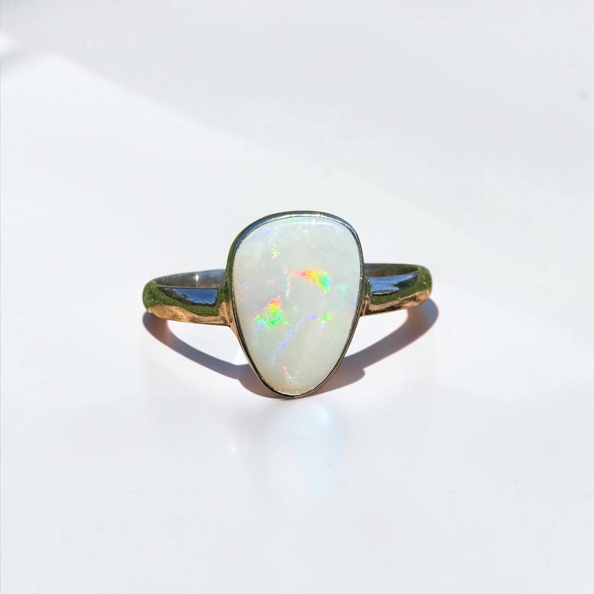 1.3ct Coober Pedy Opal Ring ~ 'Bridgetown Firelight' | 925 Sterling Silver | Solid Australian Opal