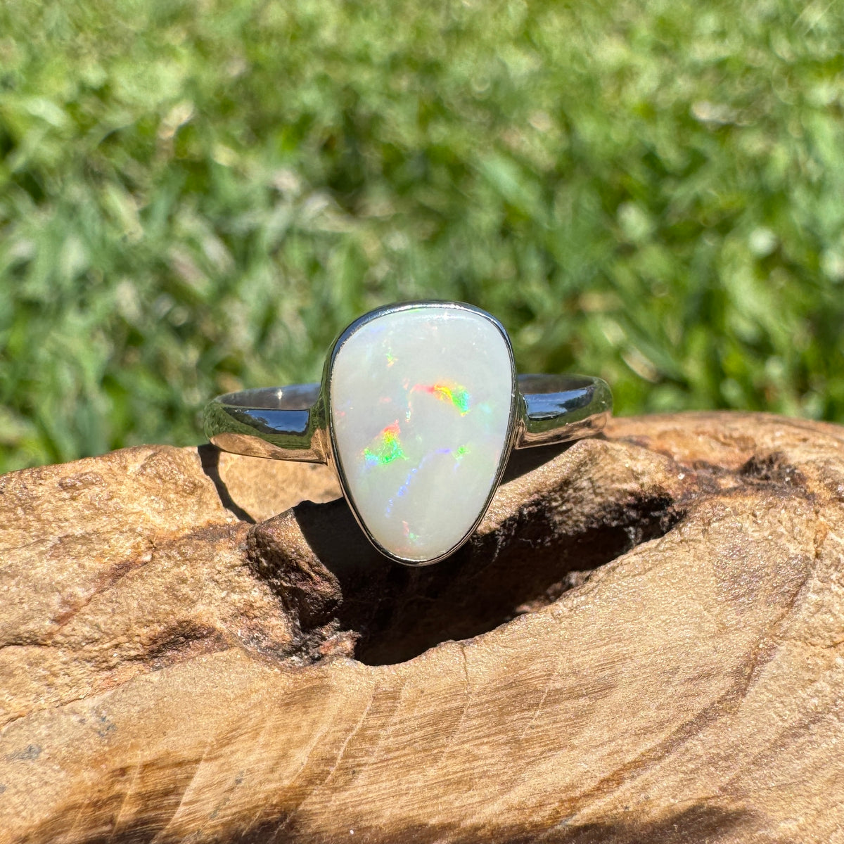 1.3ct Coober Pedy Opal Ring ~ 'Bridgetown Firelight' | 925 Sterling Silver | Solid Australian Opal