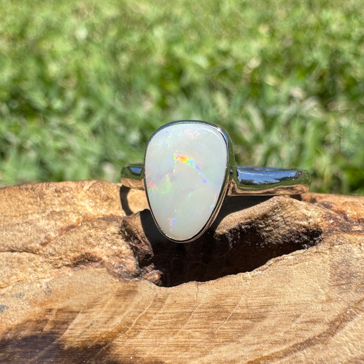 1.3ct Coober Pedy Opal Ring ~ 'Bridgetown Firelight' | 925 Sterling Silver | Solid Australian Opal