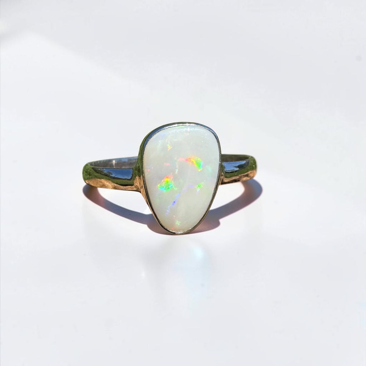 1.3ct Coober Pedy Opal Ring ~ 'Bridgetown Firelight' | 925 Sterling Silver | Solid Australian Opal