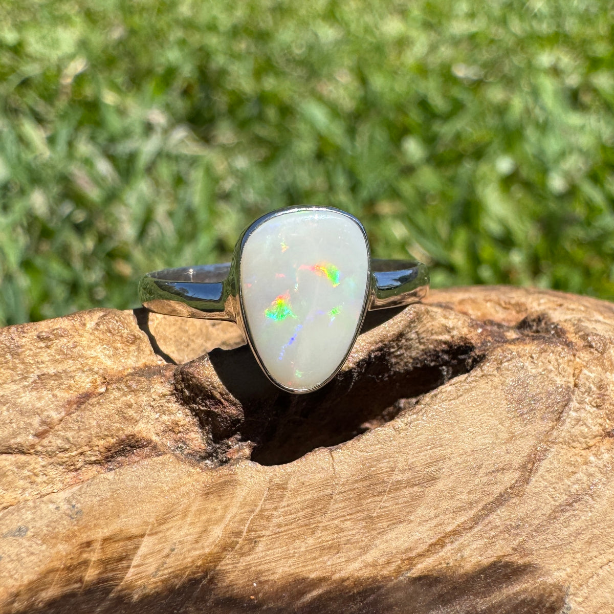 1.3ct Coober Pedy Opal Ring ~ 'Bridgetown Firelight' | 925 Sterling Silver | Solid Australian Opal