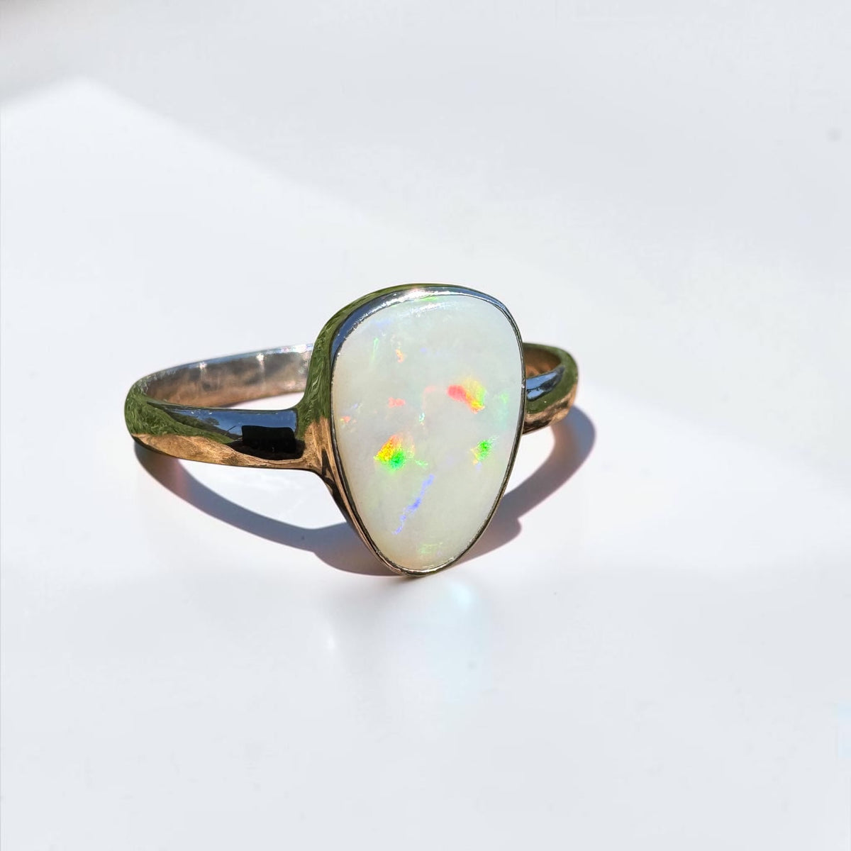 1.3ct Coober Pedy Opal Ring ~ 'Bridgetown Firelight' | 925 Sterling Silver | Solid Australian Opal