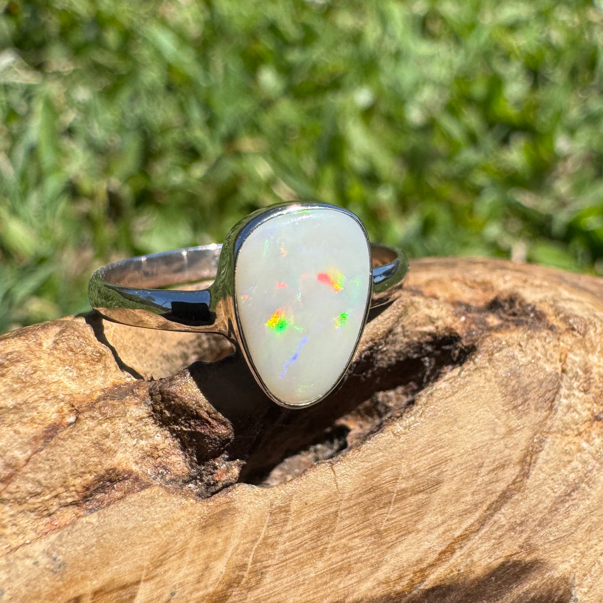 1.3ct Coober Pedy Opal Ring ~ 'Bridgetown Firelight' | 925 Sterling Silver | Solid Australian Opal