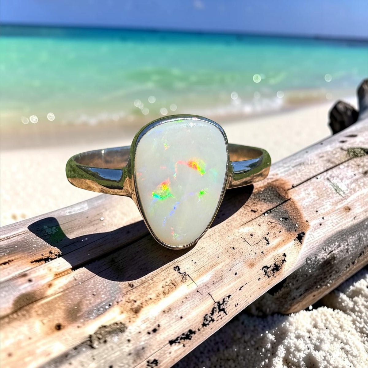 1.3ct Coober Pedy Opal Ring ~ 'Bridgetown Firelight' | 925 Sterling Silver | Solid Australian Opal