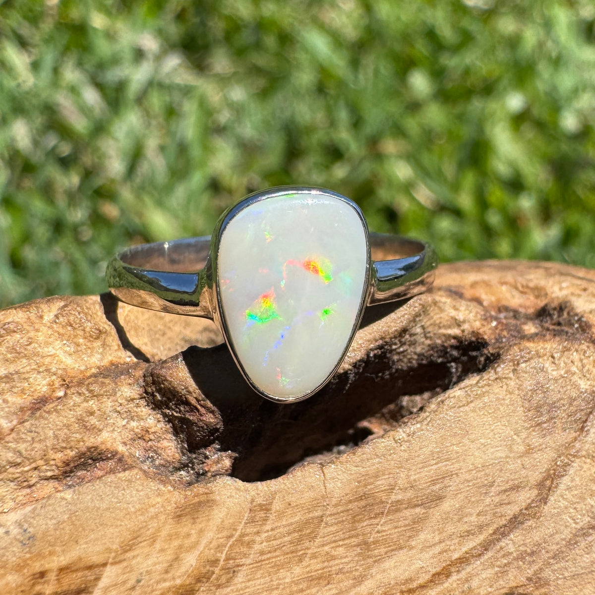 1.3ct Coober Pedy Opal Ring ~ 'Bridgetown Firelight' | 925 Sterling Silver | Solid Australian Opal