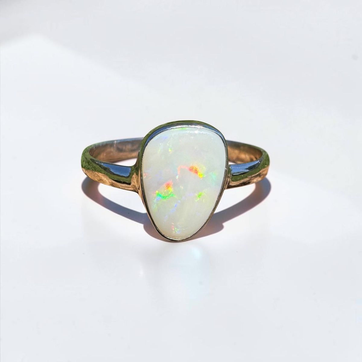 1.3ct Coober Pedy Opal Ring ~ 'Bridgetown Firelight' | 925 Sterling Silver | Solid Australian Opal
