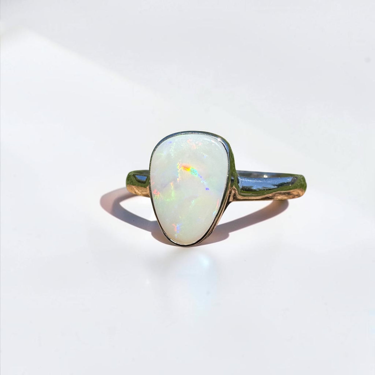 1.3ct Coober Pedy Opal Ring ~ 'Bridgetown Firelight' | 925 Sterling Silver | Solid Australian Opal