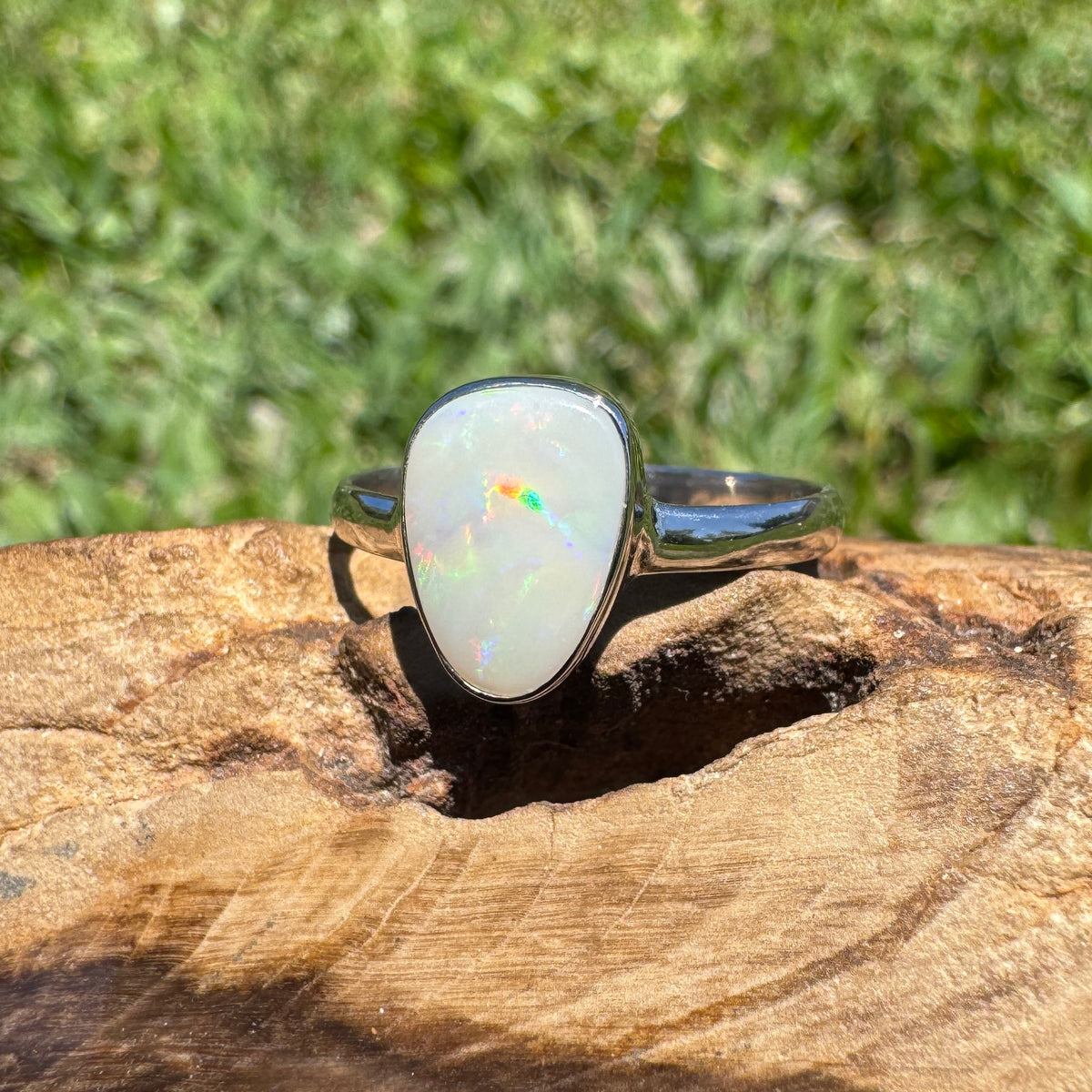 1.3ct Coober Pedy Opal Ring ~ 'Bridgetown Firelight' | 925 Sterling Silver | Solid Australian Opal
