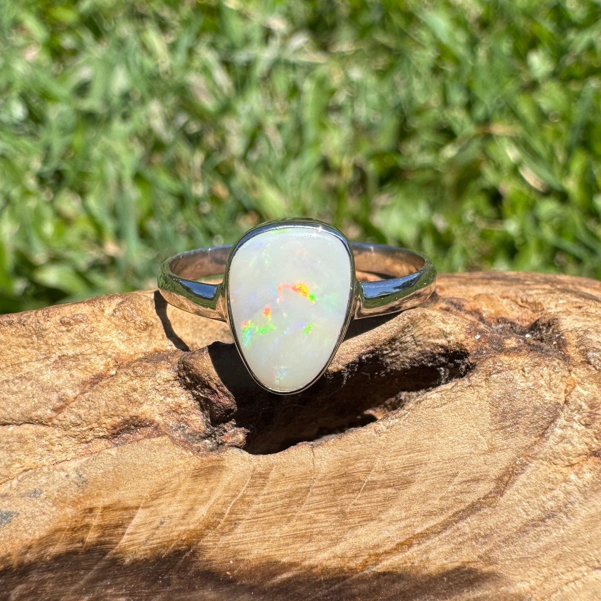 1.3ct Coober Pedy Opal Ring ~ 'Bridgetown Firelight' | 925 Sterling Silver | Solid Australian Opal