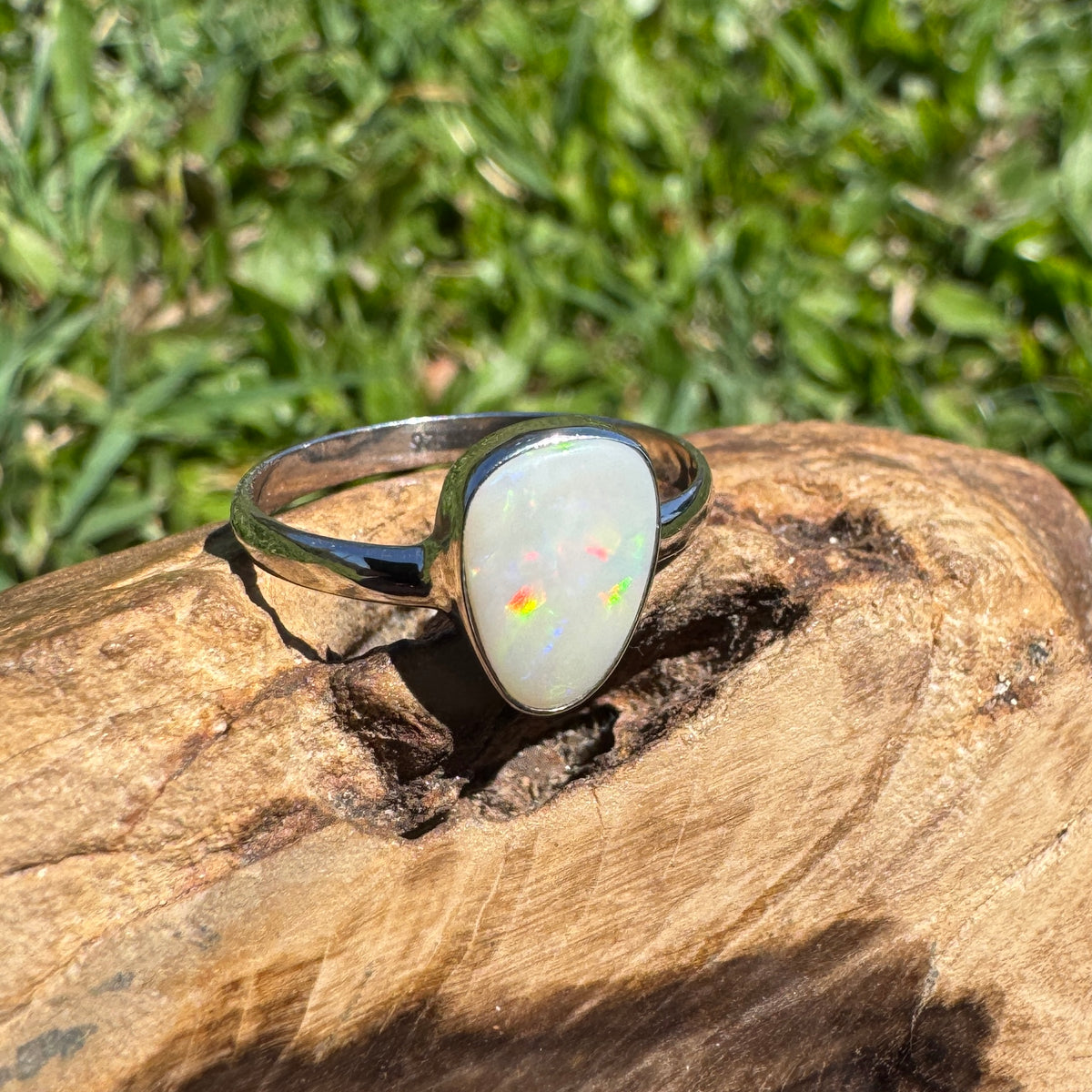 1.3ct Coober Pedy Opal Ring ~ 'Bridgetown Firelight' | 925 Sterling Silver | Solid Australian Opal