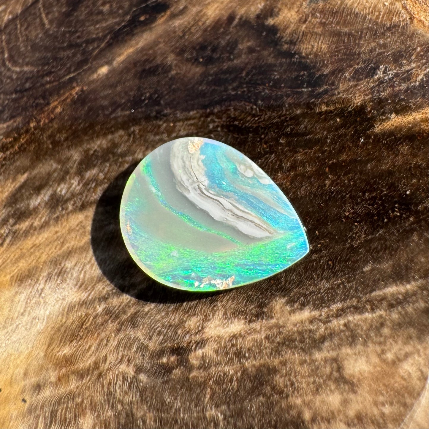 0.6carat Hand-Cut Solid Lightning Ridge Semi Black Opal - Iona Opal Australia