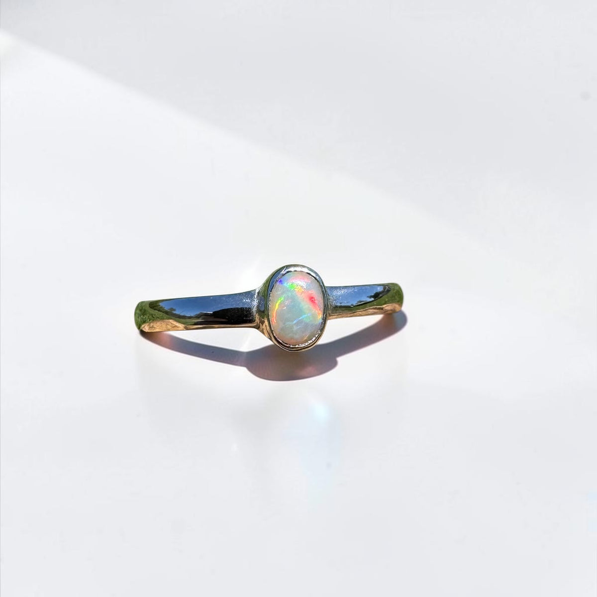 0.4ct Lightning Ridge Opal Ring ~ 'Copeton Fire' | 925 Sterling Silver | Solid Australian Opal