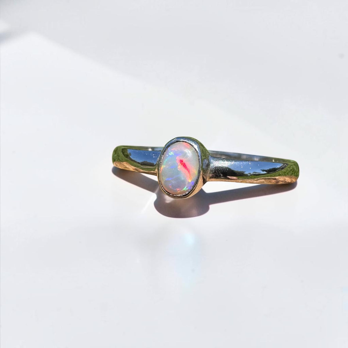 0.4ct Lightning Ridge Opal Ring ~ 'Copeton Fire' | 925 Sterling Silver | Solid Australian Opal