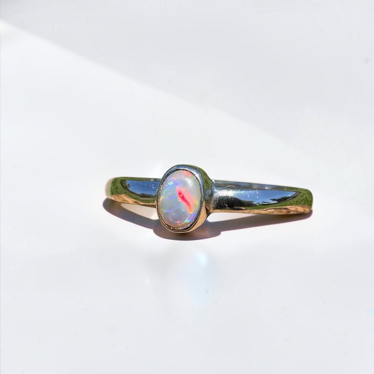 0.4ct Lightning Ridge Opal Ring ~ 'Copeton Fire' | 925 Sterling Silver | Solid Australian Opal