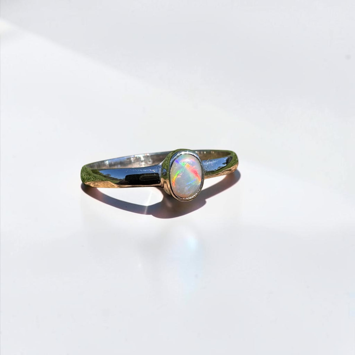 0.4ct Lightning Ridge Opal Ring ~ 'Copeton Fire' | 925 Sterling Silver | Solid Australian Opal