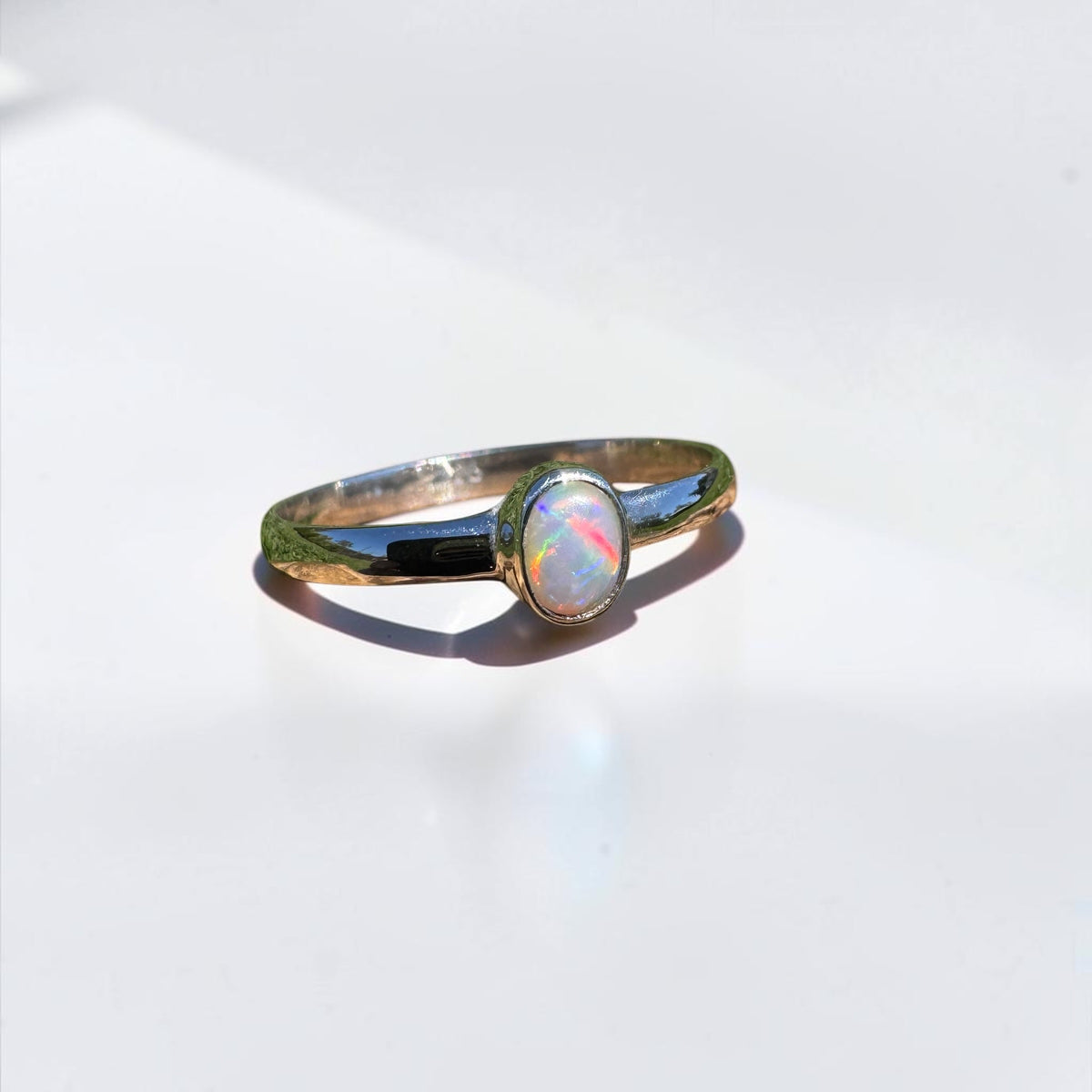 0.4ct Lightning Ridge Opal Ring ~ 'Copeton Fire' | 925 Sterling Silver | Solid Australian Opal