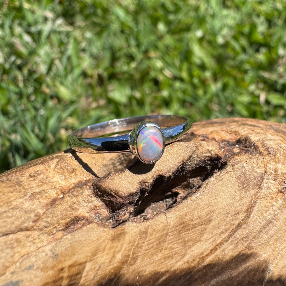 0.4ct Lightning Ridge Opal Ring ~ 'Copeton Fire' | 925 Sterling Silver | Solid Australian Opal
