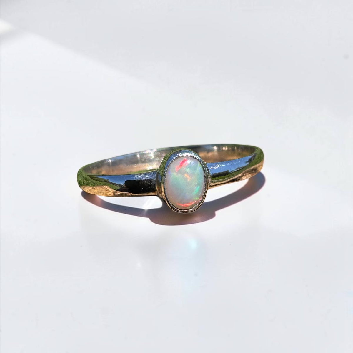 0.4ct Lightning Ridge Opal Ring ~ 'Copeton Fire' | 925 Sterling Silver | Solid Australian Opal