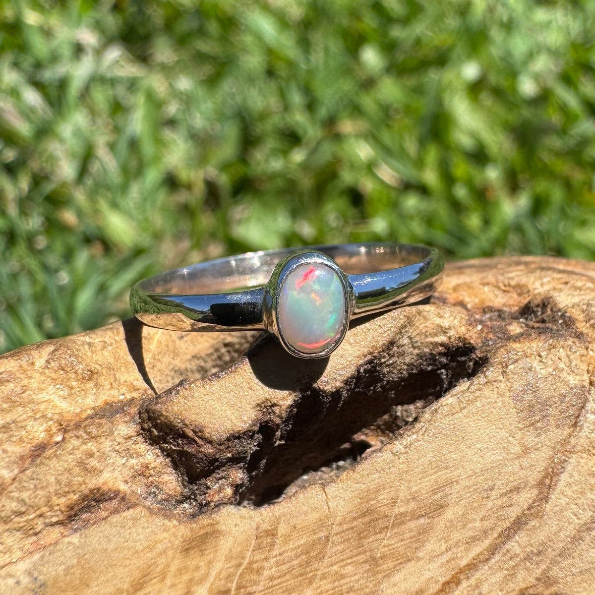 0.4ct Lightning Ridge Opal Ring ~ 'Copeton Fire' | 925 Sterling Silver | Solid Australian Opal