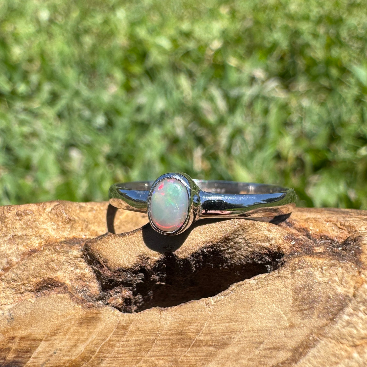0.4ct Lightning Ridge Opal Ring ~ 'Copeton Fire' | 925 Sterling Silver | Solid Australian Opal