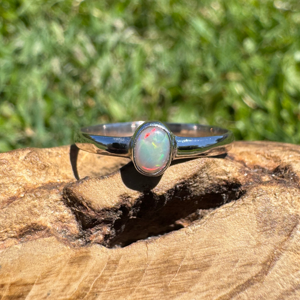 0.4ct Lightning Ridge Opal Ring ~ 'Copeton Fire' | 925 Sterling Silver | Solid Australian Opal