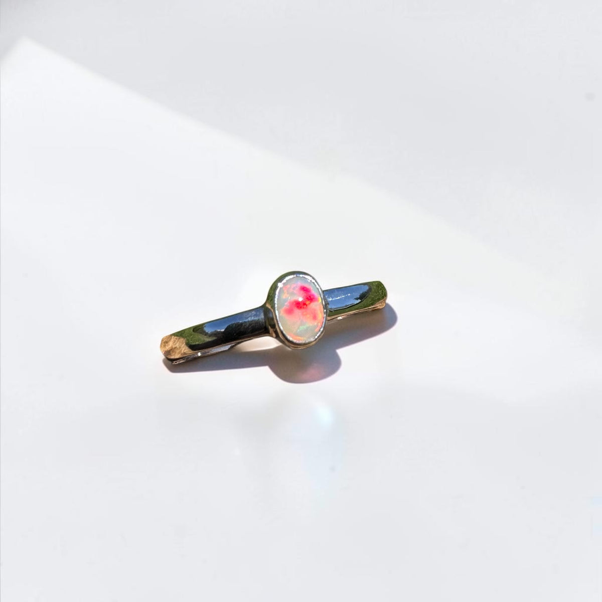 0.4ct Lightning Ridge Opal Ring ~ 'Copeton Fire' | 925 Sterling Silver | Solid Australian Opal