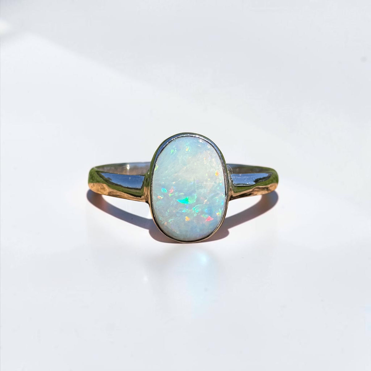 1.1ct Coober Pedy Opal Ring ~ 'Denmark Blue' | 925 Sterling Silver | Solid Australian Opal