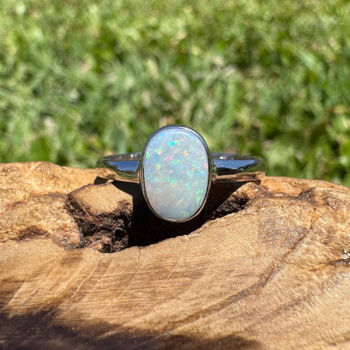 1.1ct Coober Pedy Opal Ring ~ 'Denmark Blue' | 925 Sterling Silver | Solid Australian Opal