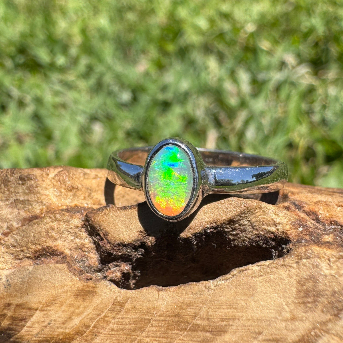 0.5ct Lightning Ridge Opal Ring ~ 'Marlo Gleam' | 925 Sterling Silver | Solid Australian Opal