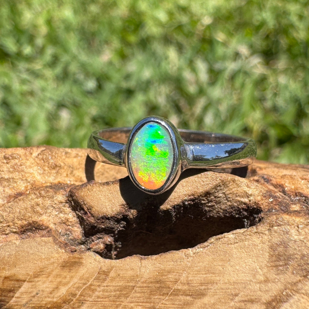 0.5ct Lightning Ridge Opal Ring ~ 'Marlo Gleam' | 925 Sterling Silver | Solid Australian Opal