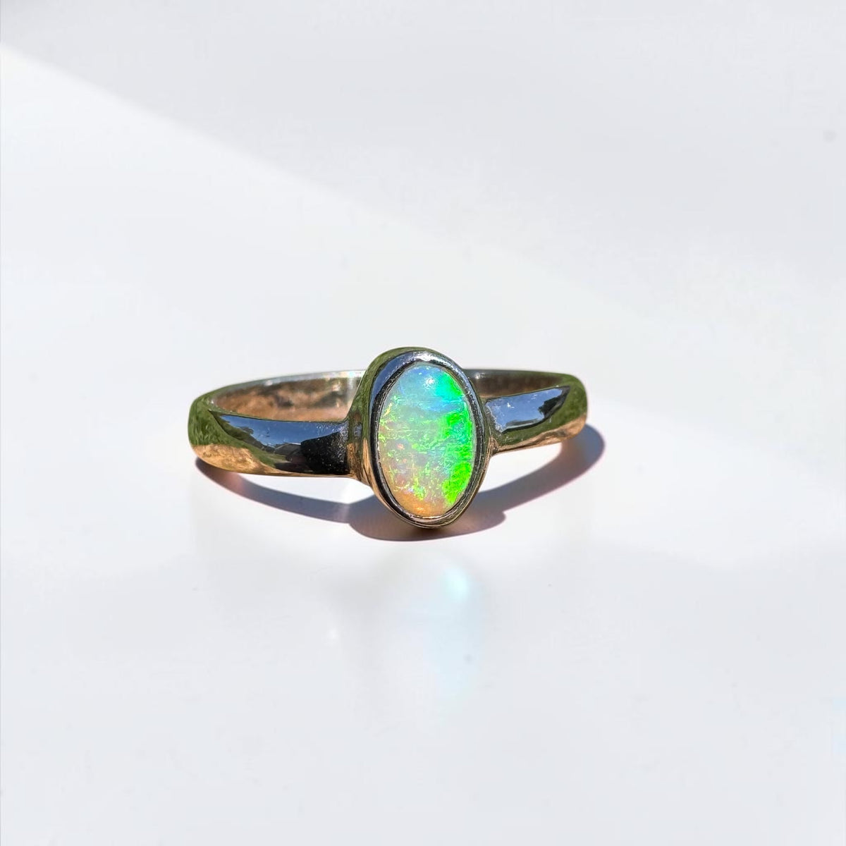 0.5ct Lightning Ridge Opal Ring ~ 'Marlo Gleam' | 925 Sterling Silver | Solid Australian Opal