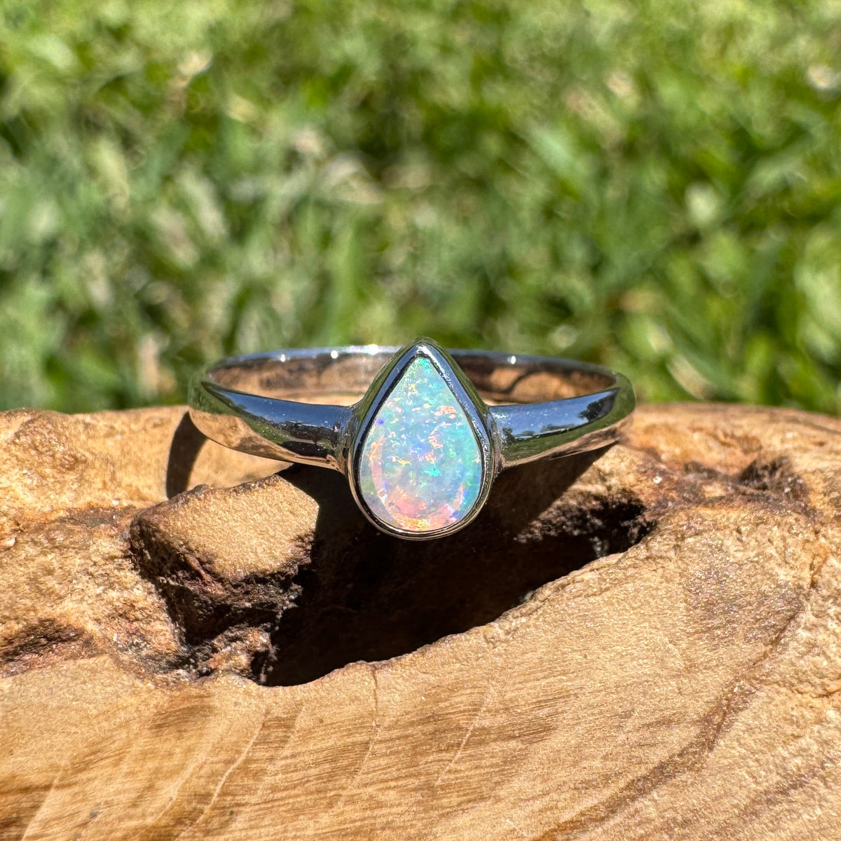 0.5ct Lightning Ridge Opal Ring ~ 'Cann River Blue' | 925 Sterling Silver | Solid Australian Opal