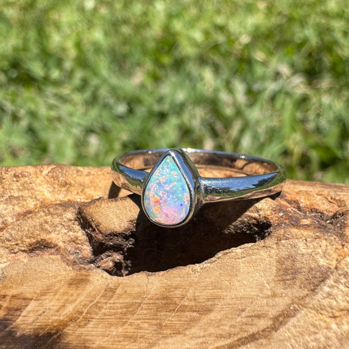 0.5ct Lightning Ridge Opal Ring ~ 'Cann River Blue' | 925 Sterling Silver | Solid Australian Opal