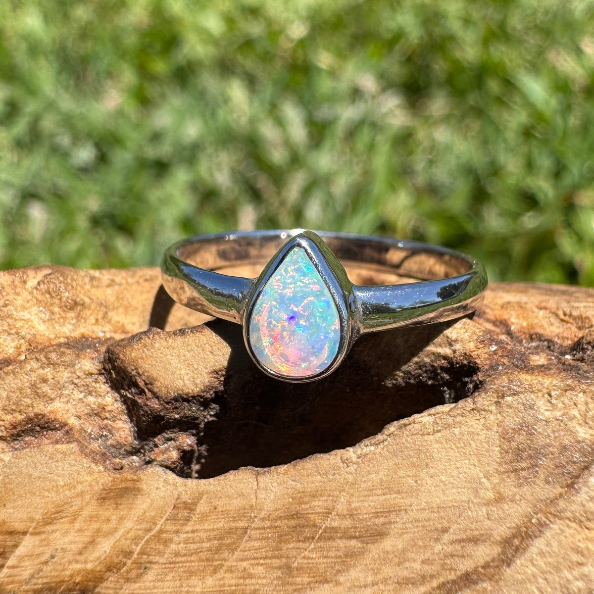 0.5ct Lightning Ridge Opal Ring ~ 'Cann River Blue' | 925 Sterling Silver | Solid Australian Opal