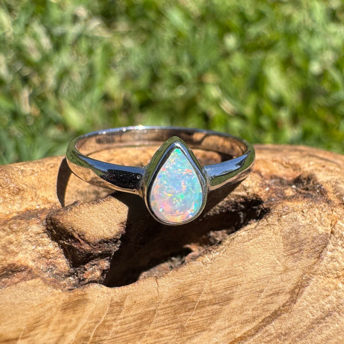 0.5ct Lightning Ridge Opal Ring ~ 'Cann River Blue' | 925 Sterling Silver | Solid Australian Opal