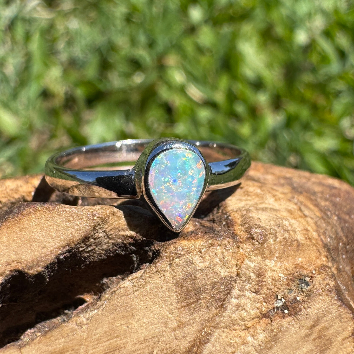 0.5ct Lightning Ridge Opal Ring ~ 'Cann River Blue' | 925 Sterling Silver | Solid Australian Opal