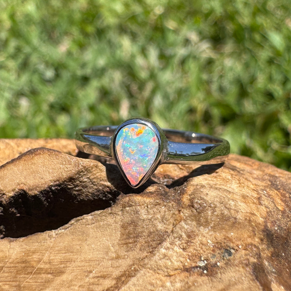 0.5ct Lightning Ridge Opal Ring ~ 'Cann River Blue' | 925 Sterling Silver | Solid Australian Opal