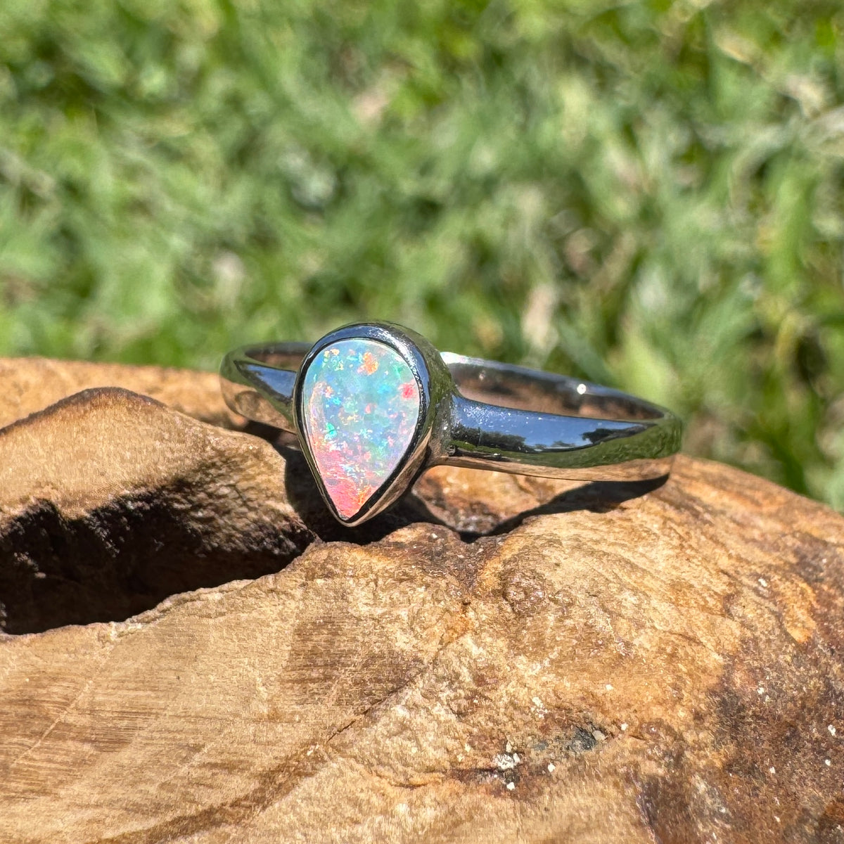 0.5ct Lightning Ridge Opal Ring ~ 'Cann River Blue' | 925 Sterling Silver | Solid Australian Opal